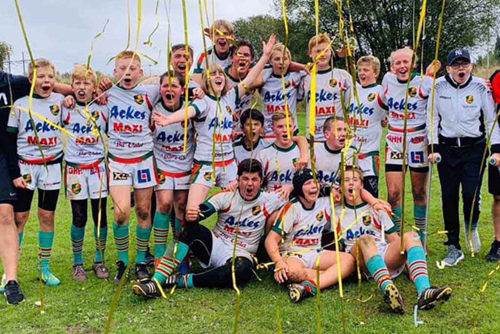 Foto på ett rugbylags gruppbild 