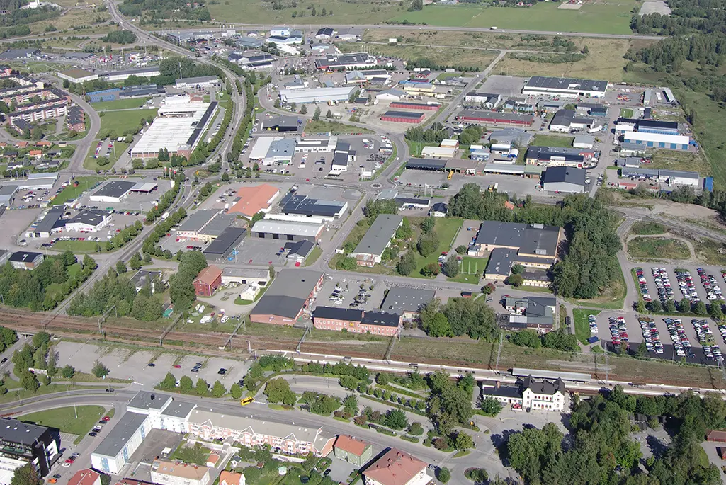 Blå markering som visar området för etapp 1